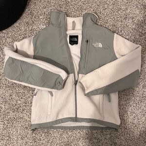 North Face Gray and White Fleece